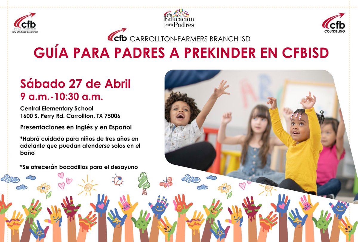 🖍️Hey CFB Family! Join us as we explore the exciting world of Pre-K education in CFBISD! In this presentation, we’ll cover essential topics such as: — What Pre-K is all about — Key skills and milestones — How to get your child ready for Pre-K — Ways to connect with your child —…