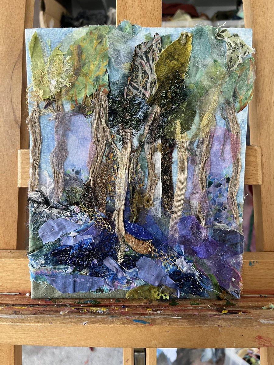 Here’s a static view of the #bluebell woods so you can see how the picture is developing! #textiles #workinprogress