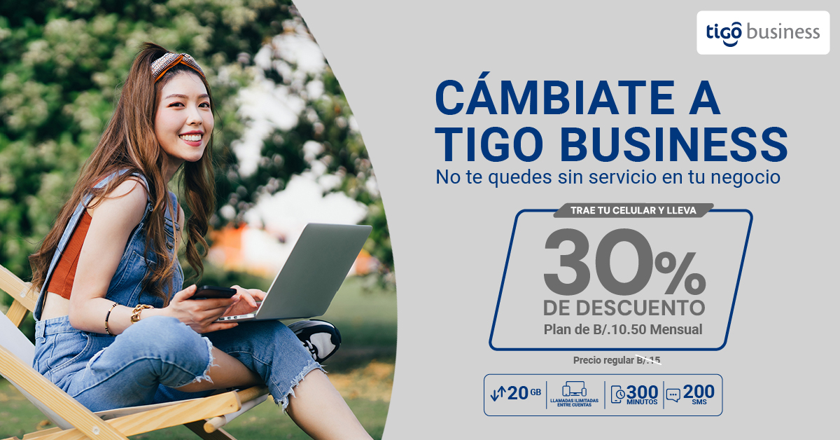 CÁMBIATE A TIGO BUSINESS, no te quedes sin servicio en tu negocio. Trae tu celular y recibe 30% DE DESCUENTO en tu Plan Móvil Empresarial. ⁣⁣ 🚀⁣ ¡Solicítalo ya!