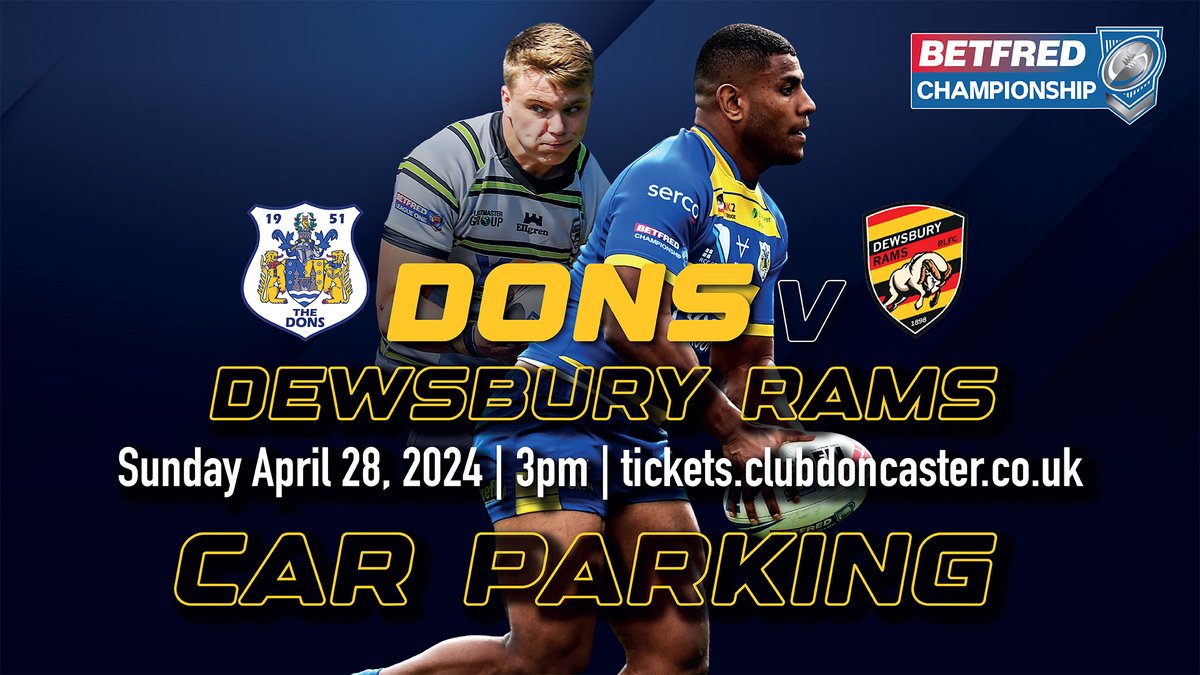 🚘 | Car Parking Dons 🆚 @DewsburyRams All you need to know about car parking at the game. doncasterrugbyleague.co.uk/article/1730/c… #COYD
