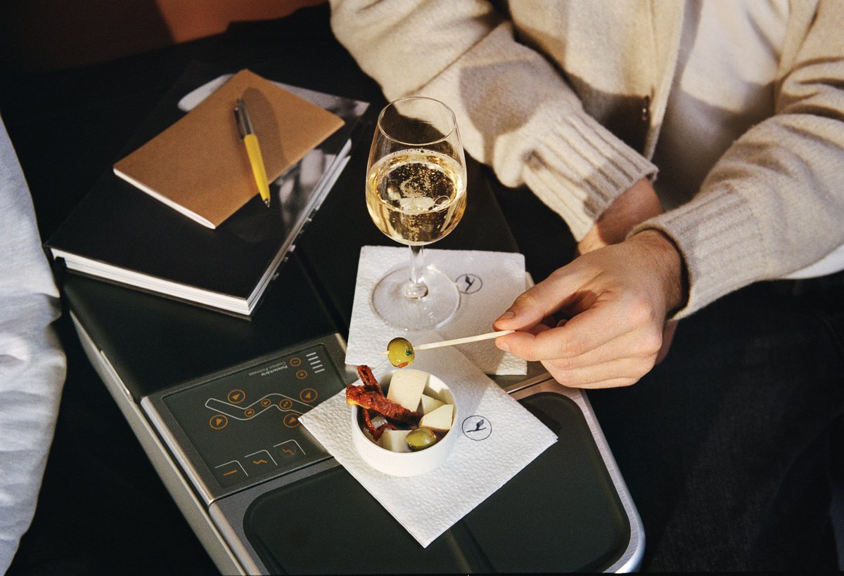 Amuse-bouche: an appetizer meant for the sole purpose of amusing your mouth and bringing together flavors that excite you for what's to come. A little compliment from our chef to your comfortable seat in Business Class, as you browse through what's next on the menu. On your