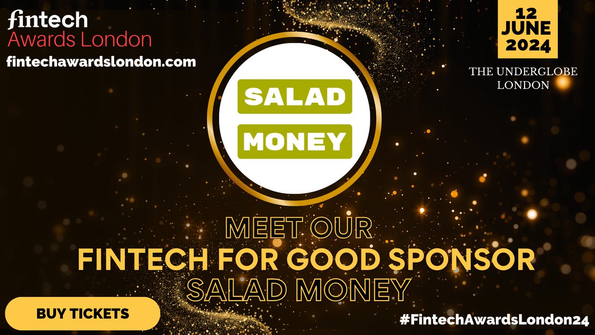 📢 Sponsor Announcement! We’re delighted to announce @Salad_Money as a sponsor of @FinTechAwardLDN 2024 for the Fintech for Good of the Year category. To learn more about @Salad_Money, please visit: saladmoney.co.uk. #Fintech #fintechawards #FintechAwardsLondon24