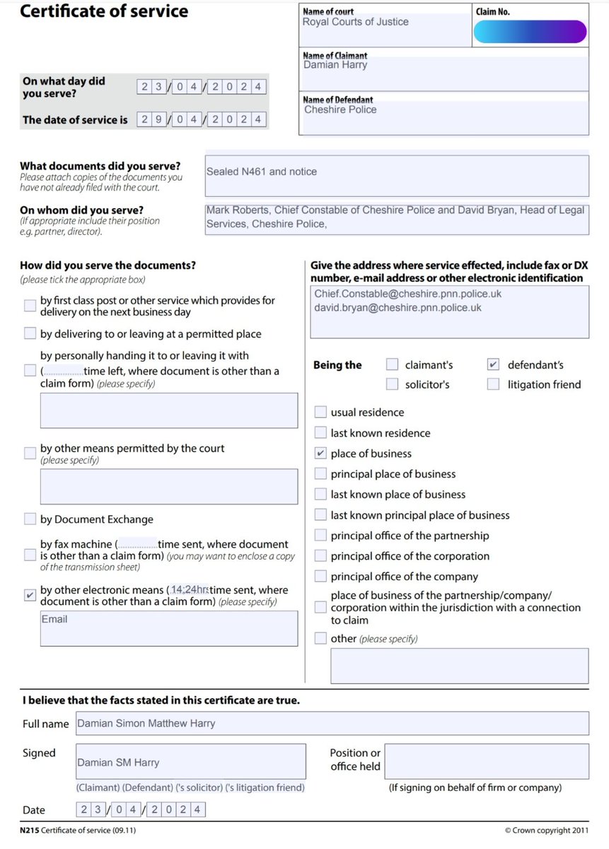 Court documents served on the Independent Office for Police Conduct (IOPC) and Mark Roberts, Chief Constable of Cheshire Police. Neither comply with procedure or the law. @MattODigs @CEOofHMCTS @HMCTSgovuk @CheshirePCC @policeconduct