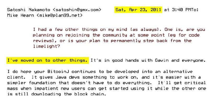 🪙Exactly 13 years ago, #Satoshi Nakamoto wrote his last known letter before disappearing forever