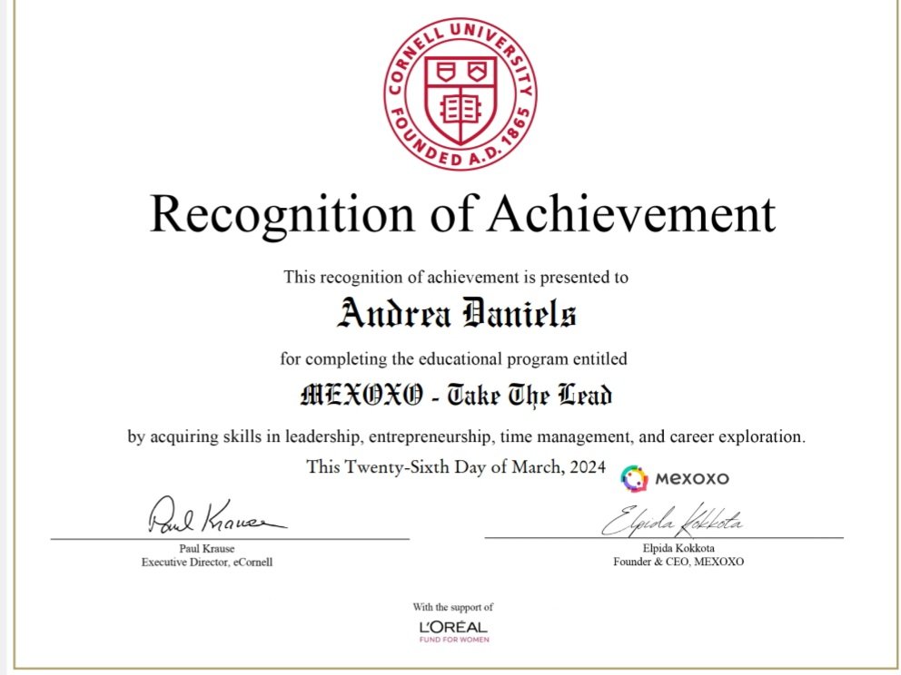 Gm. Everyone. Happy Sunday! Here is my recent accomplishment #mexoxo, #takethelead,#ecornell University. Thank you! For the opportunity to be able to take these free online courses #ecornell.😊❤️