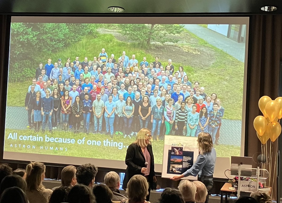 jivevlbi's tweet photo. 🥂 Happening now! ASTRON celebrates 75 incredible years of excellence and JIVE celebrates together! Here is a token of our appreciation for the exciting collaborations we've built over 30 years in our shared home! #ASTRON75 #ASTRONJIVE #JIVE30 #radioastronomy #highlights https://t.co/d4GUFqriPJ