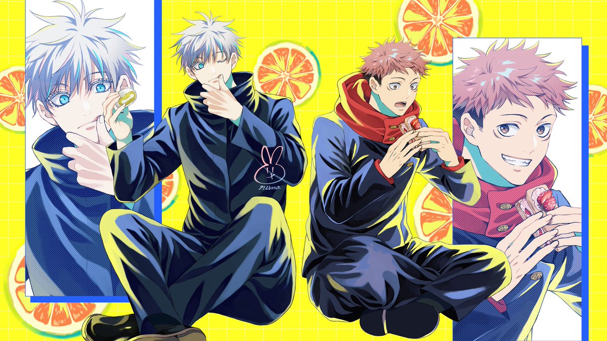 五条悟 ,虎杖悠仁 「イラスト描かせて頂きました! 活動4周年おめでとうございます」|ニナのイラスト