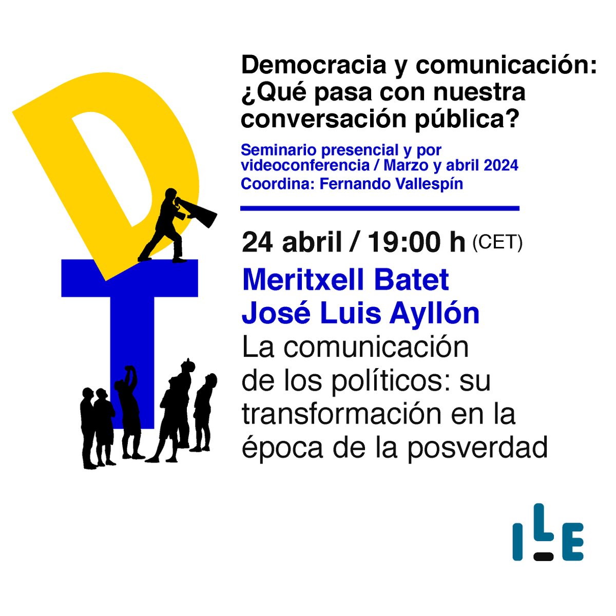 Mañana (19:00 h), recibiremos a @meritxell_batet y @jlayllon dentro de este fantástico ciclo sobre desinformación que está coordinando el politólogo y analista de actualidad @FVallespin. La entrada es libre hasta completar aforo. ¡No te lo pierdas! 🎟️➝ t.ly/RM6TE