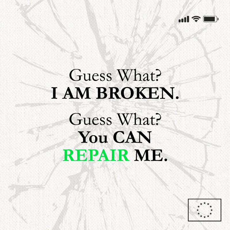 EU_Commission's tweet photo. Good news for consumers and sustainability! 

Today, the @Europarl_EN adopted the 'Right to Repair' Directive. 

By promoting repairs both within and beyond the legal guarantee, it will mean:

🟢 Easier product fixes
🟢 Money saved
🟢 Less waste

#EUGreenDeal