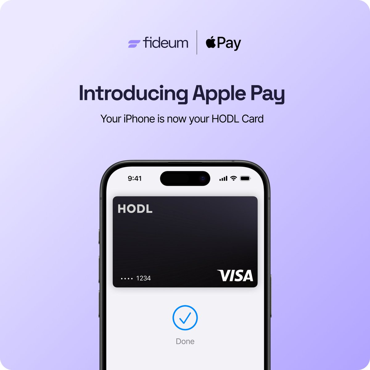 🎉 Exciting news for HODL Card users! Apple Pay integration is now live! Add your HODL Card to Apple Pay for a seamless and secure payment experience. #Fideum #HODLCard #ApplePay