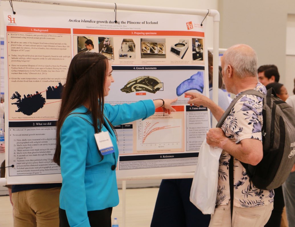 SHSUgeo's tweet photo. Congratulations to ⚒️ Geology major and lab TA, Skylin Bromonsky, who presented her research with Dr. David Moss at the Undergraduate Research Symposium this past weekend 🌟. Great job! https://t.co/fdQO9ZKYuS