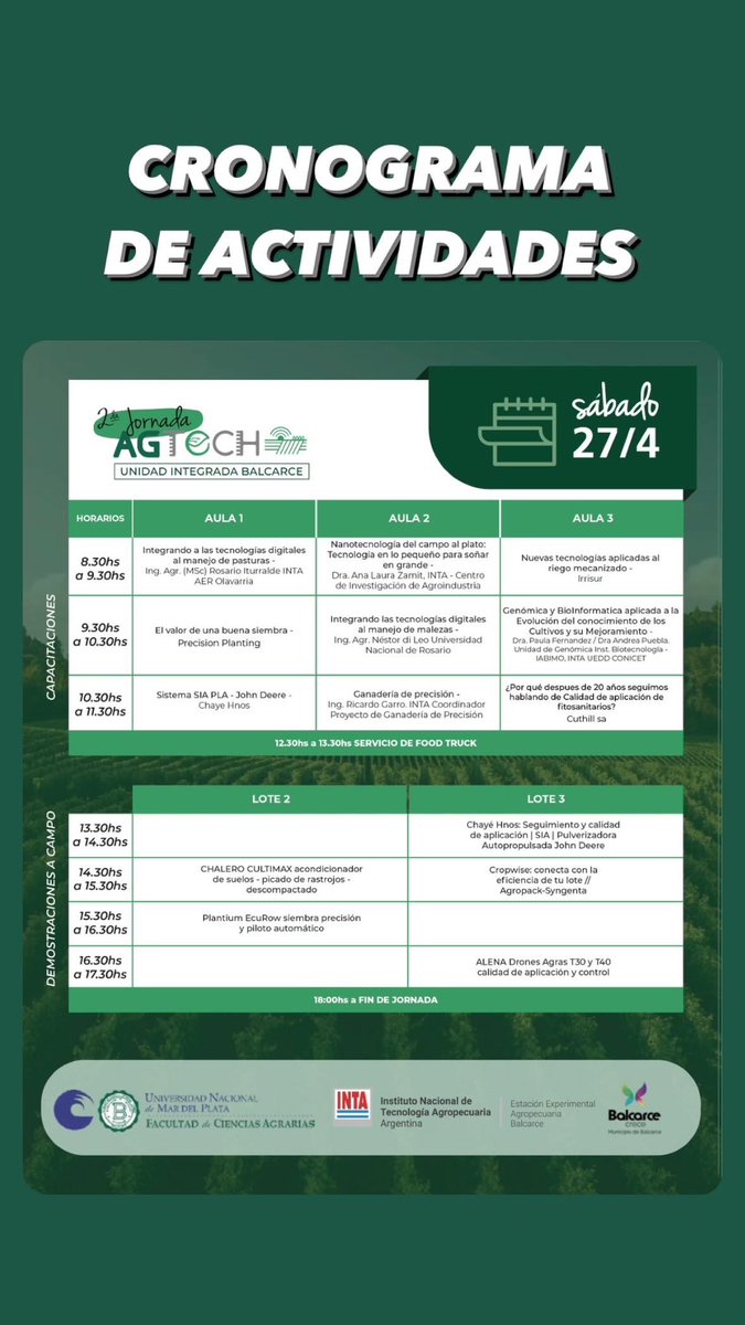 📲Conocé el cronograma de actividades 

🗓️Agéndate 26 y 17 de abril en la Unidad Integrada Balcarce 

📍Ruta 226 km 73,5