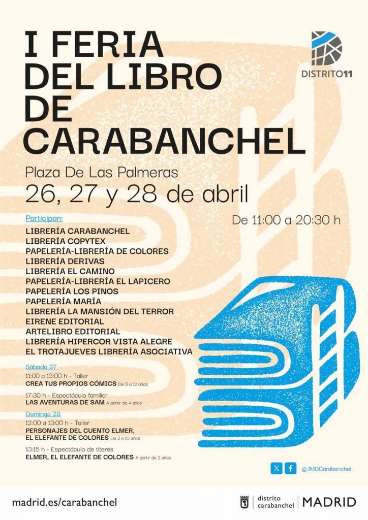 JMDCarabanchel's tweet photo. 🔈Los libros en #Carabanchel tienen su Feria
📌Fechas, ubicaciones y propuestas en este enlace
 #DíadelLibro #lectura #libros #Distrito11
👉 https://t.co/4qCJ8ZnajJ https://t.co/HSkmR4pVjy