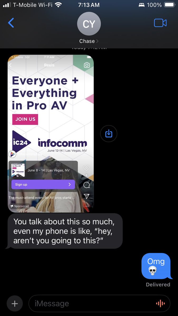 Ok @Ryan_A_Gray I accept my role as “influencer” because I made my husband’s phone show him ads for #Infocomm24 
Apparently I talk about my #AVTweeps world a lot 😅