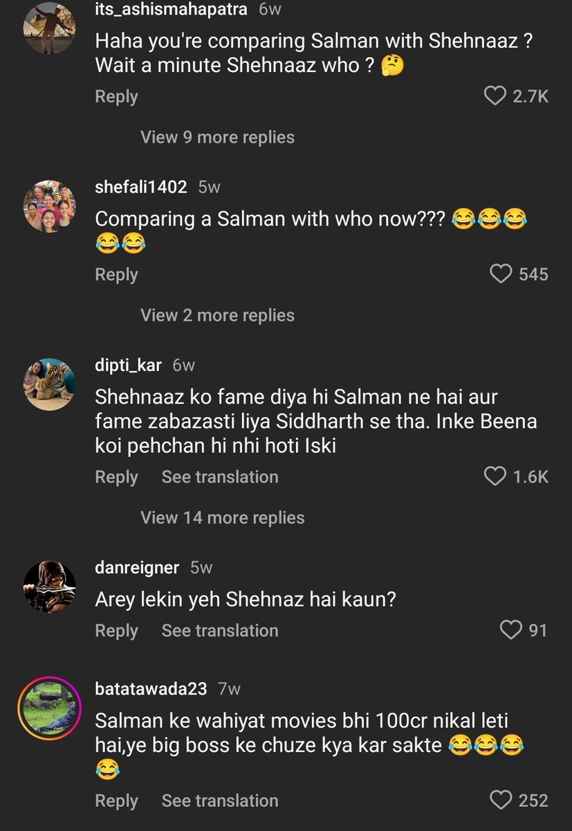 #ShehnaazGill PR activity started😑 Looks like some 3rd class project or music video is upcoming that's why sympathy drama is started again.

Here the PR was saying salman ignored new comer shehnaaz.

People retaliated to this fake narrative and bajoed bembu 🤣 look at comments🤣