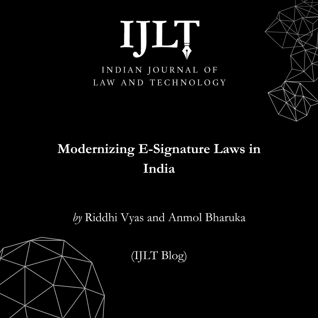 ijltnls's tweet photo. In this post, @riddhipvyas95 and @anmol_bharuka98 recommend modernization and consolidation of regulations related to e-signatures in India. 

(The authors are Research Fellows at @AMS_Shardul.)

Read this post here: https://t.co/9NhIzhkBfh https://t.co/cYClJGnw5w