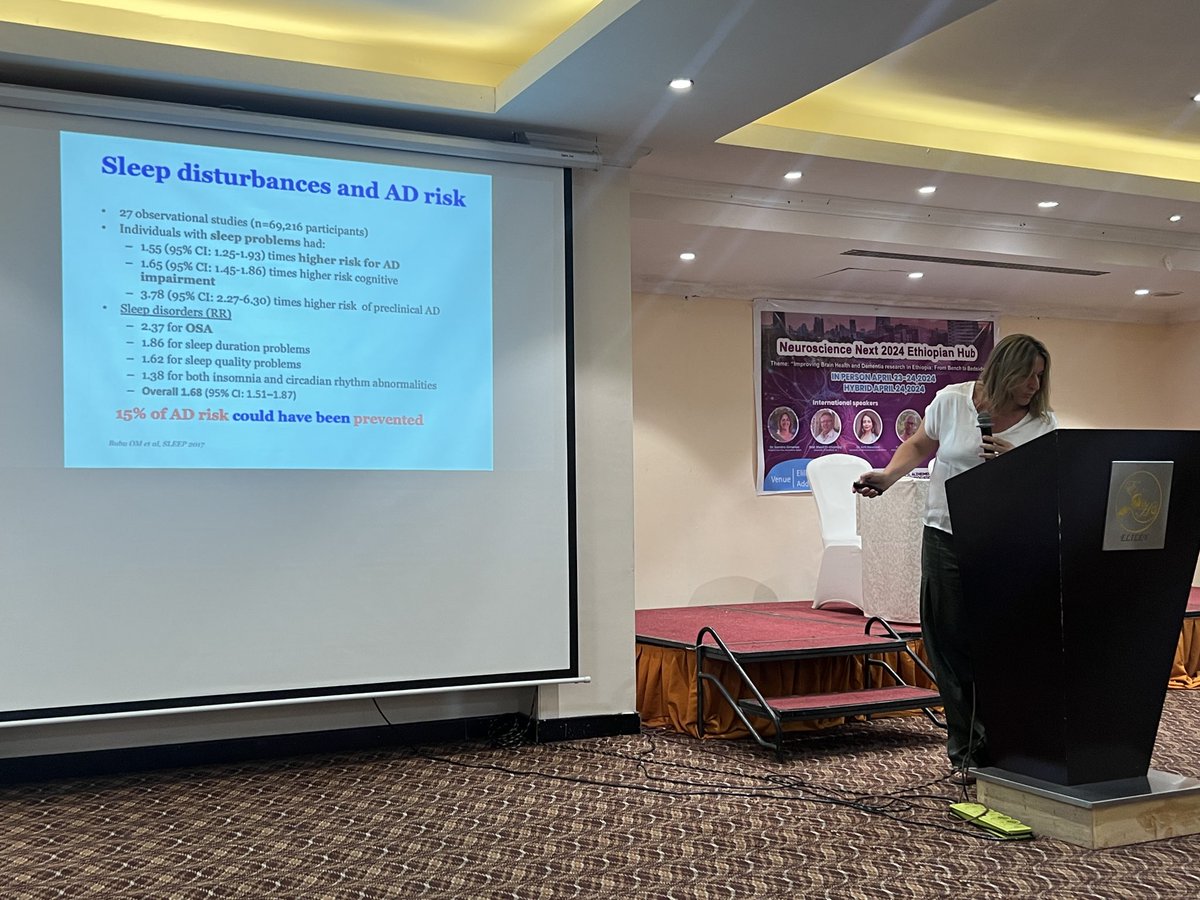 dryaredzewde's tweet photo. @GBHI_Fellows Prof Gimenez presented at #AAICNeuro Ethiopia on the impact of #sleephealth and dementia as their relationship is bidirectional. We need to focus on improving sleep health as it contributes to 15% of #Alzheimerdisease
 @alzassociation @ISTAART @atlanticfellows https://t.co/S1jMnQhCoj
