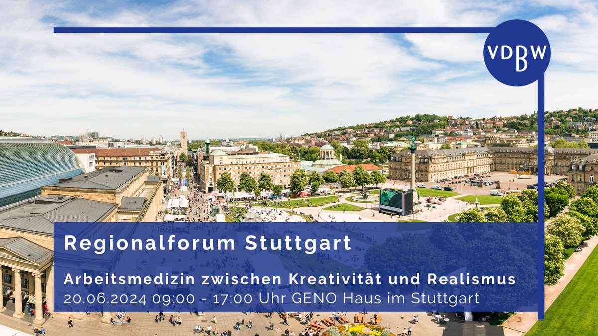 Zum 14. mal veranstalten unsere LV Baden und Württemberg das Regionalforum Stuttgart.

Diesjähriges Thema 
"Arbeitsmedizin zwischen Kreativität und Realismus"

Anmeldung hier: vdbw.de/fortbildung/ve…

#arbeitsmedizin #medizin #betriebsarzt #fortbildung #stuttgart #genohaus