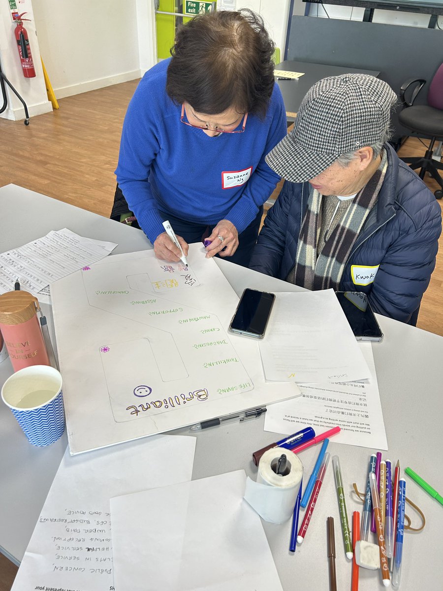 Reflective and creative morning as part of our #ahrc #NHS75 programme of work exploring the past present and future of the NHS with communities in Manchester - facilitated by the brilliant @vineypoet and participants joining from @waiyincws #creativehealth