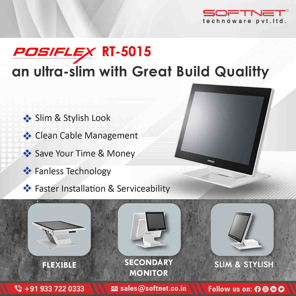 SoftnetTechno's tweet photo. A 𝐏𝐨𝐬𝐢𝐟𝐥𝐞𝐱 𝐑𝐓-𝟓𝟎𝟏𝟓 an ultra-slim with Great Build Quality!
Call us for all kinds of Retail POS Solutions.
For the best price call ☎️+91 9337220333 +91 9337220325
#Softnet #Pos #Posiflex #Posiflex_RT_5015 #SoftwareCompany https://t.co/2nlBuyhmNi
