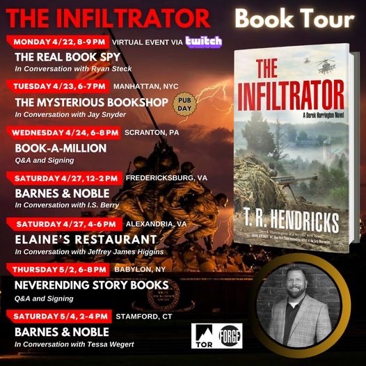 Happy pub day to my good friend, @TR_Hendricks! Can't wait to celebrate his book this weekend. If you're in the Northern Virginia area, come to an event on Saturday! @BNBuzz @BNfburg #thriller @ITWDebutAuthors