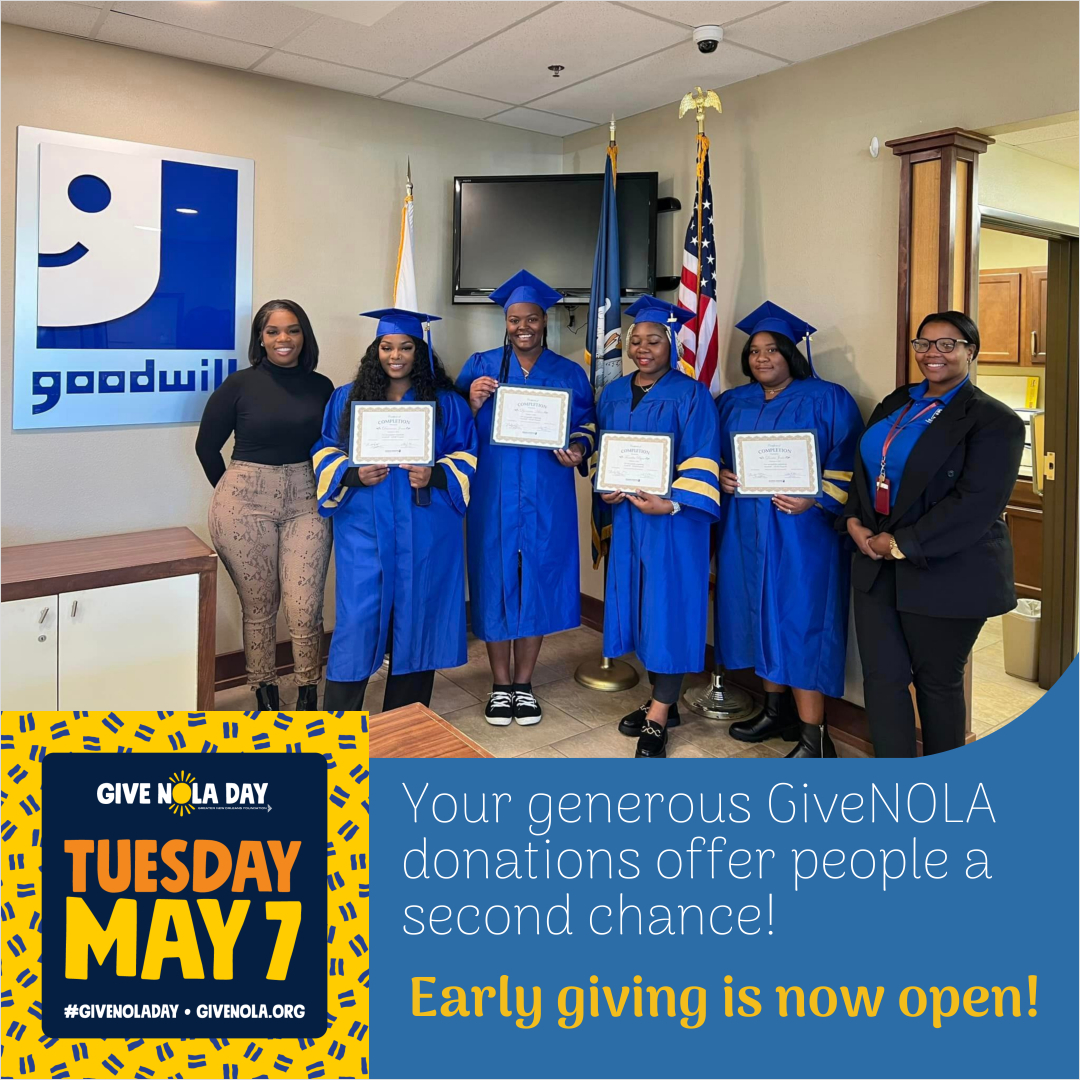 2 weeks to go until GiveNOLA Day, but early giving starts TODAY! If you're unavailable on May 7, you can make your gift to Goodwill early and still make the same incredible difference in our community. View our page here: givenola.org/GoodwillSELA