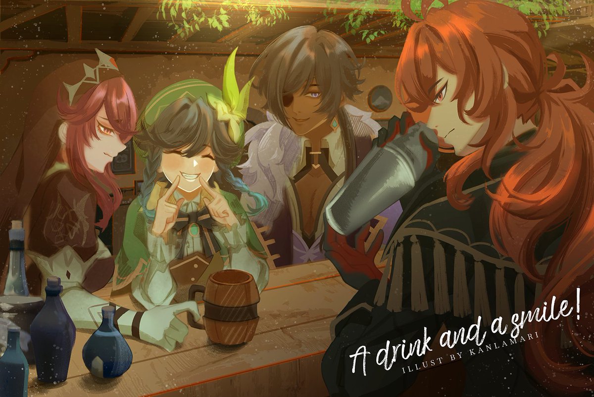 How about a drink in exchange for a cute smile!
ft. #Venti #Kaeya #Diluc #Rosaria

#genshinimpact #原神 #Genshin #dailypainting