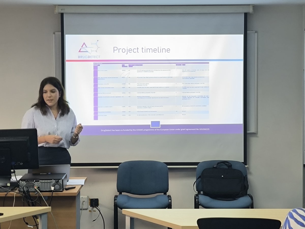 detect_drug's tweet photo. The project coordinator Anastasia Tigka made a descriptive presentation of the @detect_drug and mentioned the project's process in the Consortium Meeting, which took place in Madrid, Spain on the 15th of April.

#drugdetect #EUSecurityResearch #drugdiscovery #drugs #technology https://t.co/jqI605vWJQ