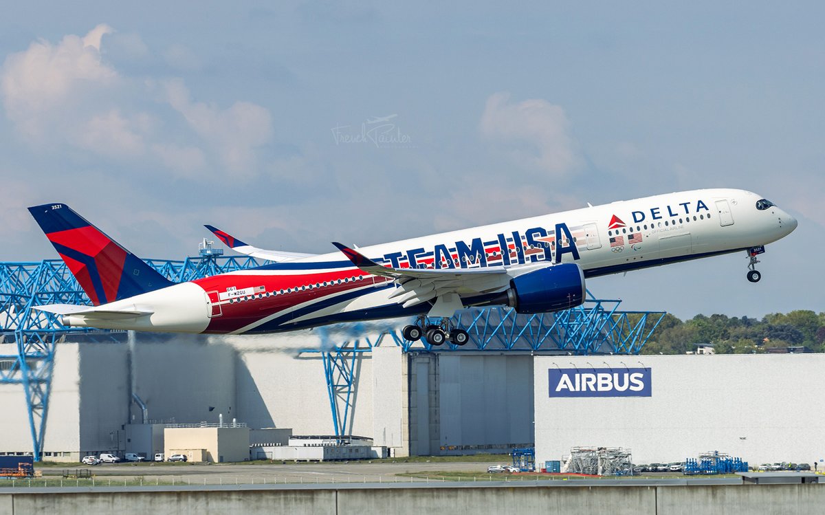 Customer acceptance flight for this Delta Air Lines #Airbus #A350 with #TeamUSA livery. 🇺🇸 #USA #Paris2024