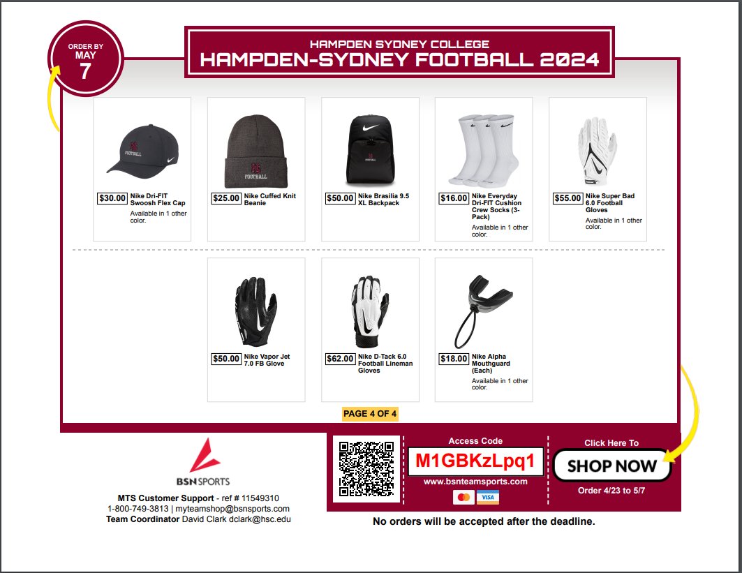 Tiger fans the H-SC Football Team Store is back FOR A LIMITED TIME ONLY! Hit the link below and use our code to gear up for the 2024 season! bsnteamsports.com/shop/M1GBKzLpq1 #RollTigers