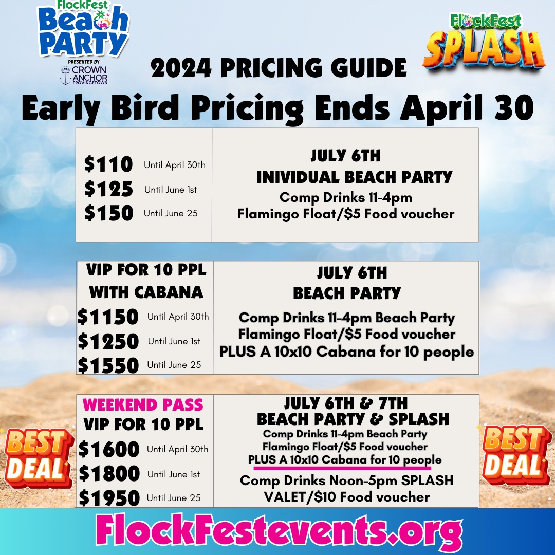 🎉 Don't miss out on the best deals 🎟️ for Flock Fest! Early Bird pricing ends on April 30th! 🙌 Grab your tickets now at FlockFestEvents.org before it's too late! #FlockFest #Excited #EarlyBird🐦