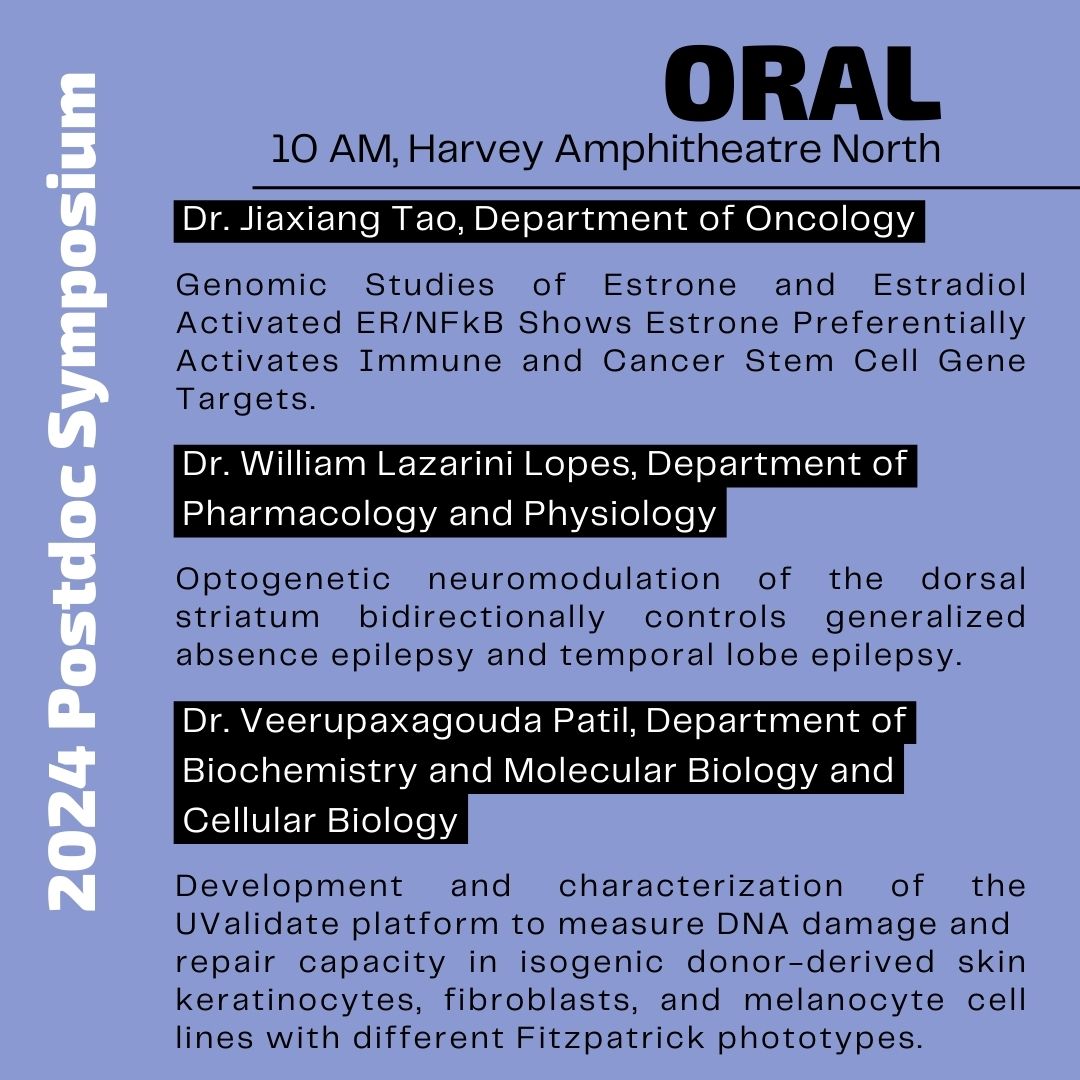 Georgetown Postdocs (@georgetownpda) on Twitter photo Here is the line up for ORAL presentations at the 2024 Postdoc Symposium addressing diverse research topics. Join us at 10 AM to learn about their incredible work!! <a href="/gumedcenter/">GU Medical Center</a> <a href="/LombardiCancer/">Georgetown Lombardi</a> <a href="/theEarthCommons/">The Earth Commons</a> Here is the line up for ORAL presentations at the 2024 Postdoc Symposium addressing diverse research topics. Join us at 10 AM to learn about their incredible work!! <a href="/gumedcenter/">GU Medical Center</a> <a href="/LombardiCancer/">Georgetown Lombardi</a> <a href="/theEarthCommons/">The Earth Commons</a>