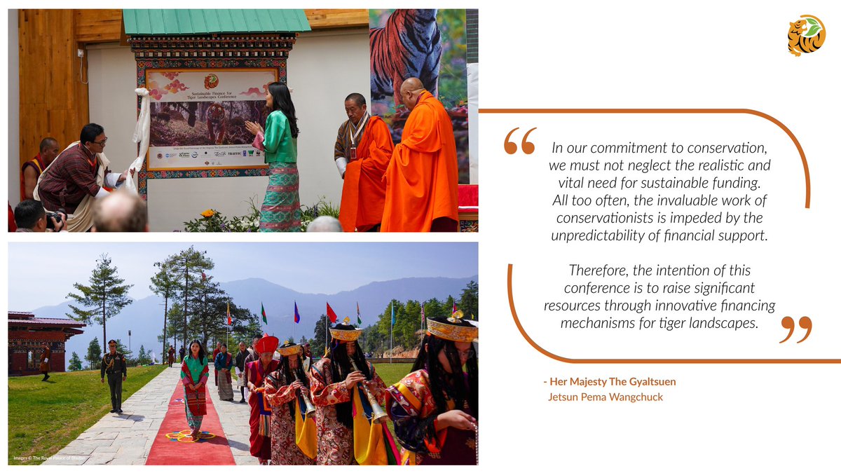 #EarthDay2024 launched the first day of the Sustainable Finance for Tiger Landscapes Conference, opened by the Patron Her Majesty The Queen, Jetsun Pema Wangchuck. (1/3)