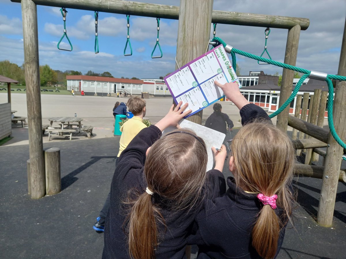 Year 4 have been busy all around the school site today using @StockportSHAPES orienteering materials. Great to get some extra grammar and maths work in too!