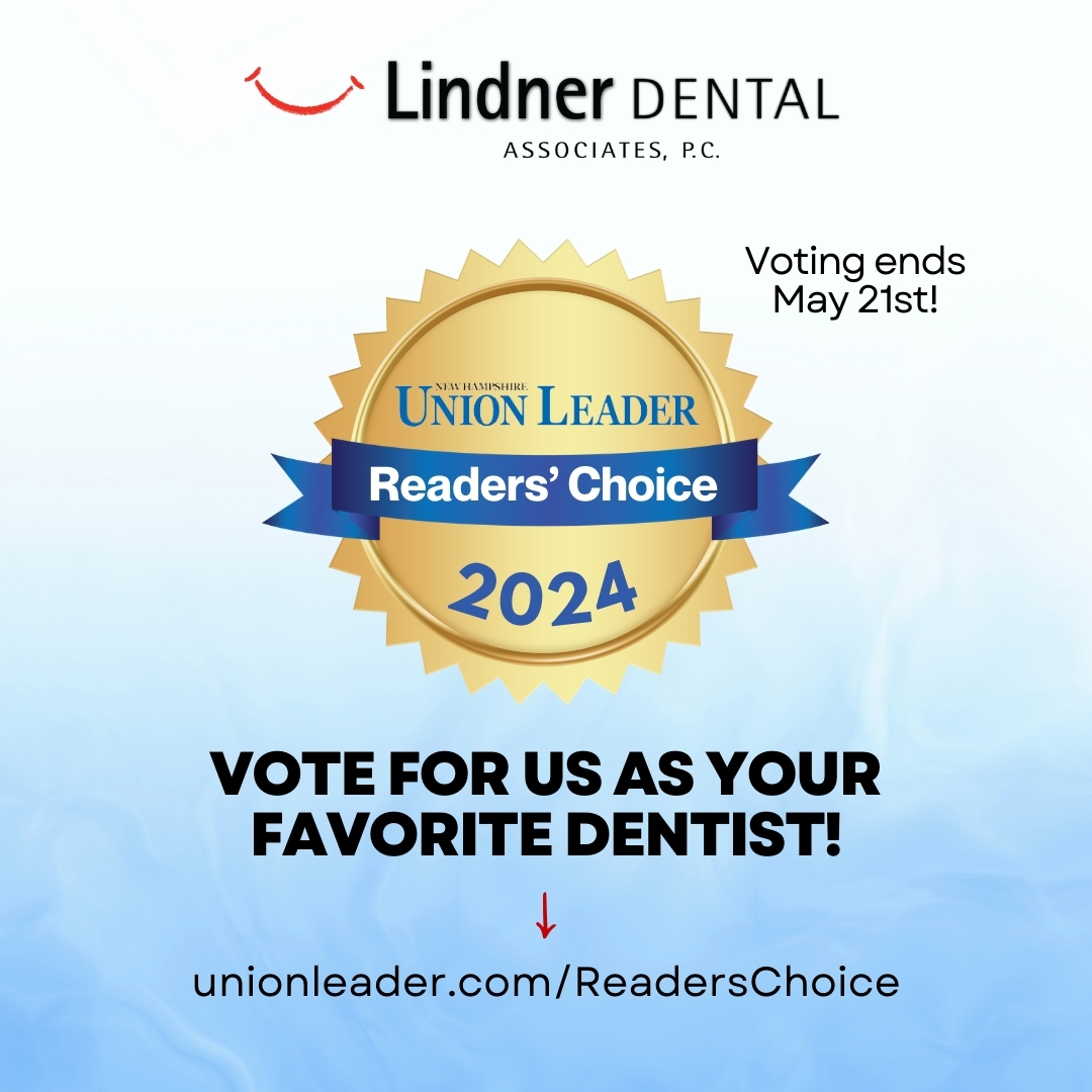 Your smile is our success! Vote for us as the Best Dentist in New Hampshire in the Union Leader Readers' Choice Awards! 

Vote now at unionleader.com/readerschoice before May 21st. 

Thank you for your support!

#nhdentist #favoritedentist #readerschoice #lindnerdental #bedfordnh