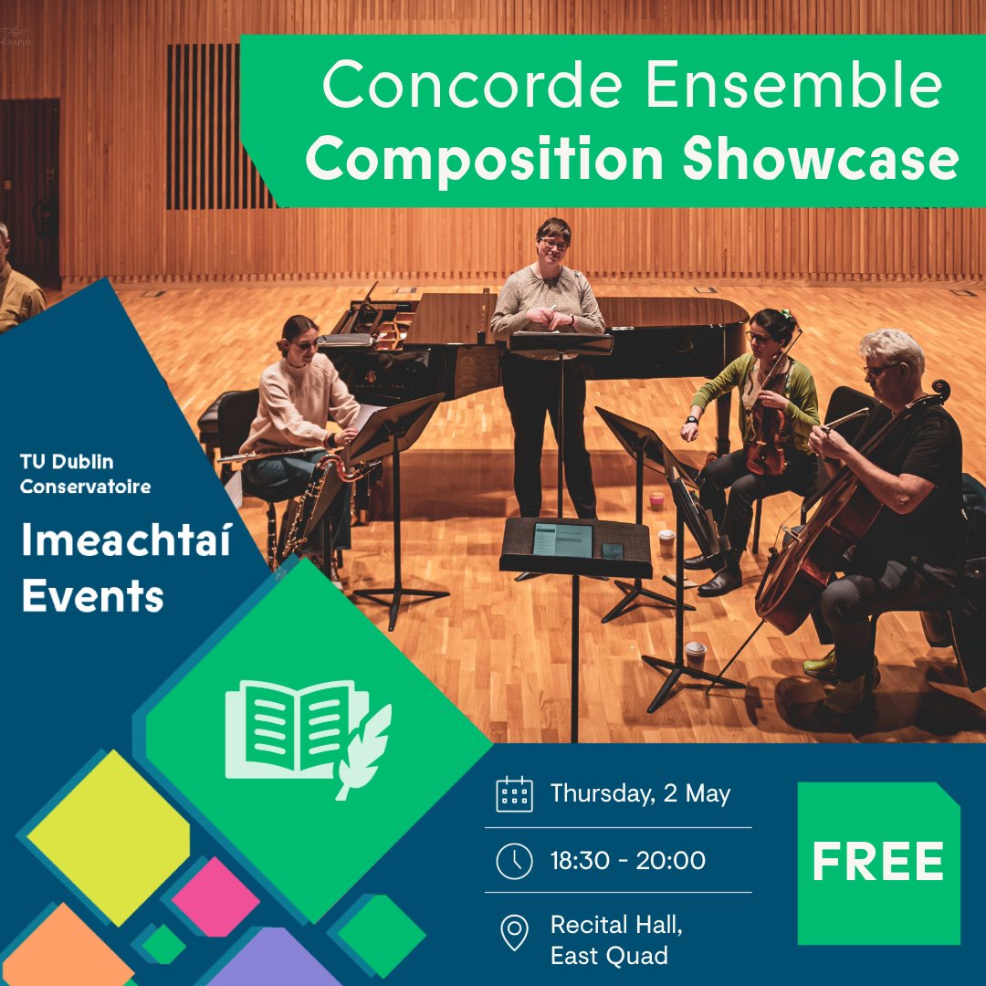 TU Dublin Conservatoire are proud to showcase publicly the excellent work being done by our postgraduate and undergraduate composers. Performed by our resident professional contemporary ensemble, Concorde. Full details and free registration on Eventbrite: eventbrite.ie/e/concorde-ens…