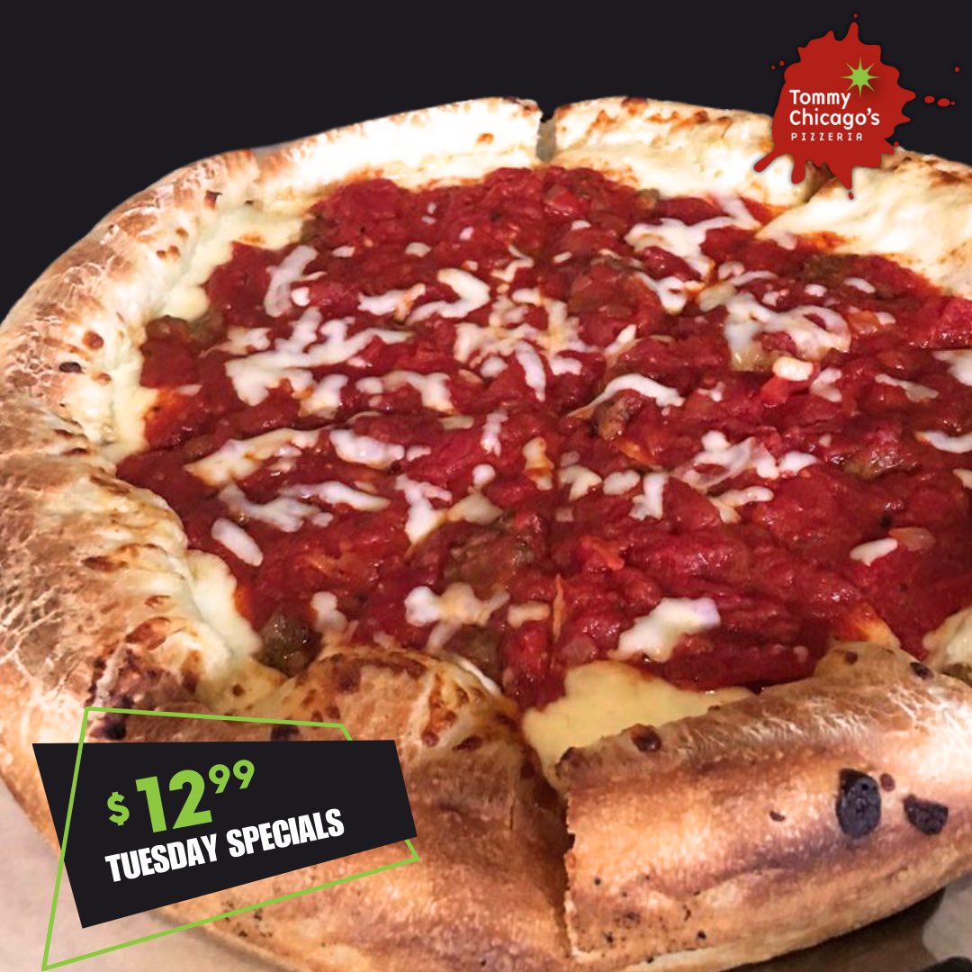 TommyChicagos's tweet photo. Tuesdays at Tommy’s!!
$12.99 Deep Dish or Traditional! (One topping!) take out or delivery. 
#pizzaspecial #deepdish https://t.co/mRERuxF0g9
