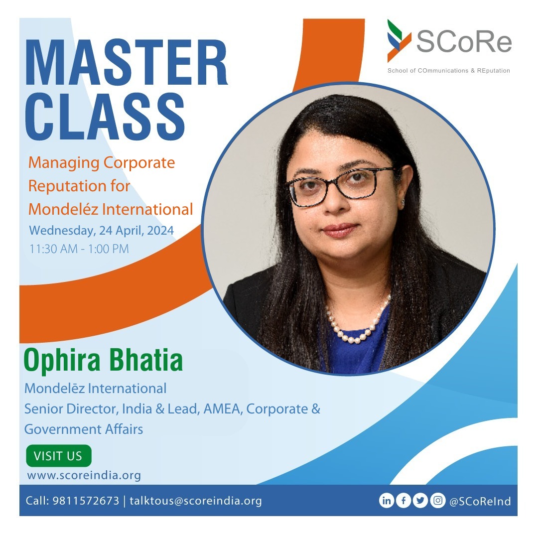 Our special guest for the next Masterclass is @OphiraBhatia, Sr Director, India & Lead, Asia Pacific, Middle East & Africa (AMEA), Corp. & Govt. Affairs, Mondeléz International. She excels in corporate strategy, managing stakeholder relations & fostering partnerships globally.👩‍💻
