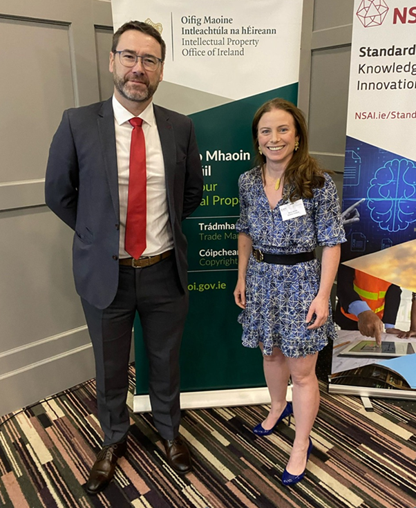 James Kelly, Controller IPOI pictured with Mary White of Stobbs Ireland at todays conference on 'Unlocking the Value of Knowledge Transfer' @KTIconnect @DeptEnterprise