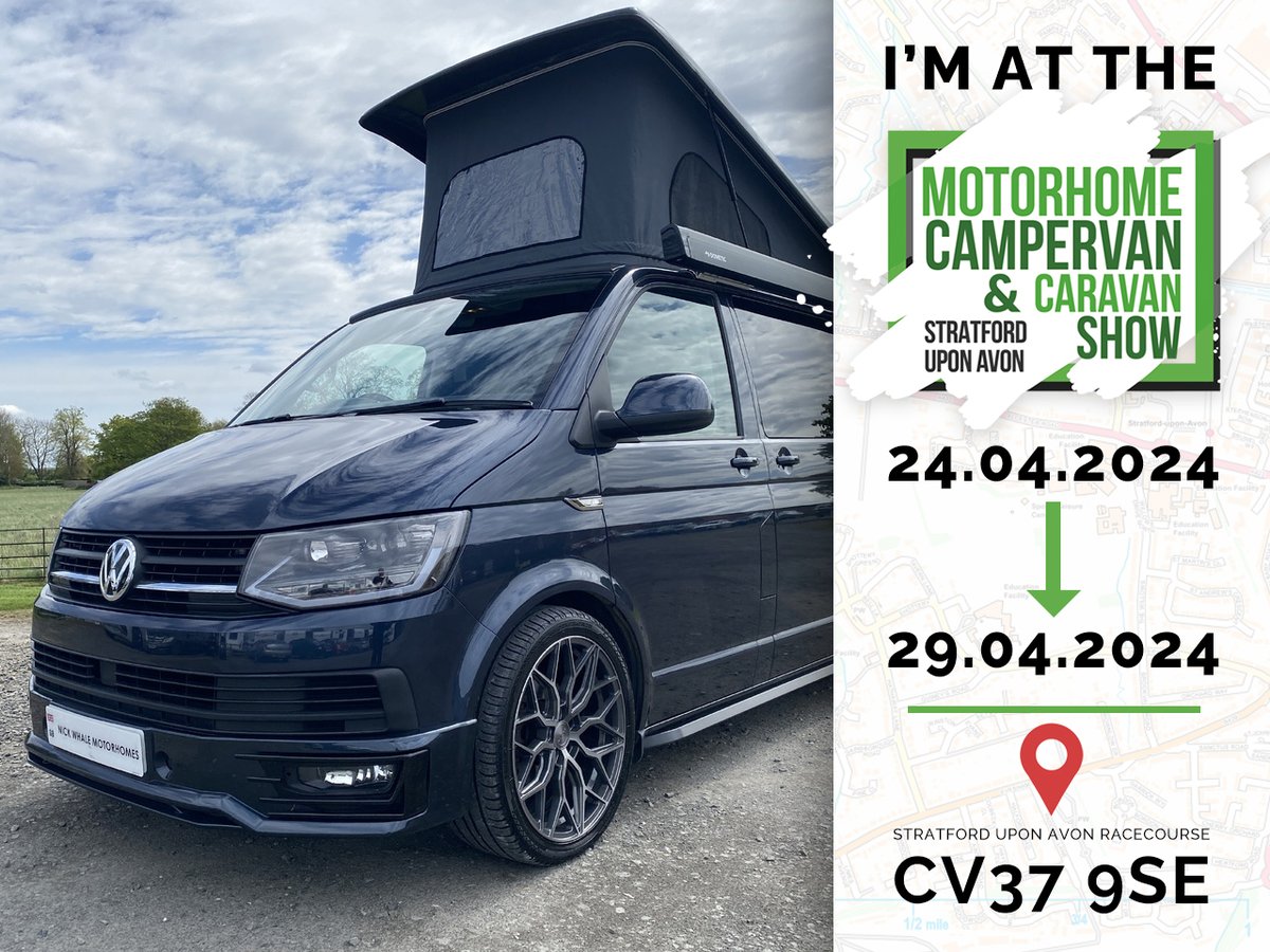 The #Motorhome, #Campervan & #Caravan Show in Stratford upon Avon kicks off THIS FRIDAY! We'll be taking a host of used & new vehicles. - You'll be able to tell what's gone to the show by the distinctive graphic next to the vehicle on our website! - nickwhale.com