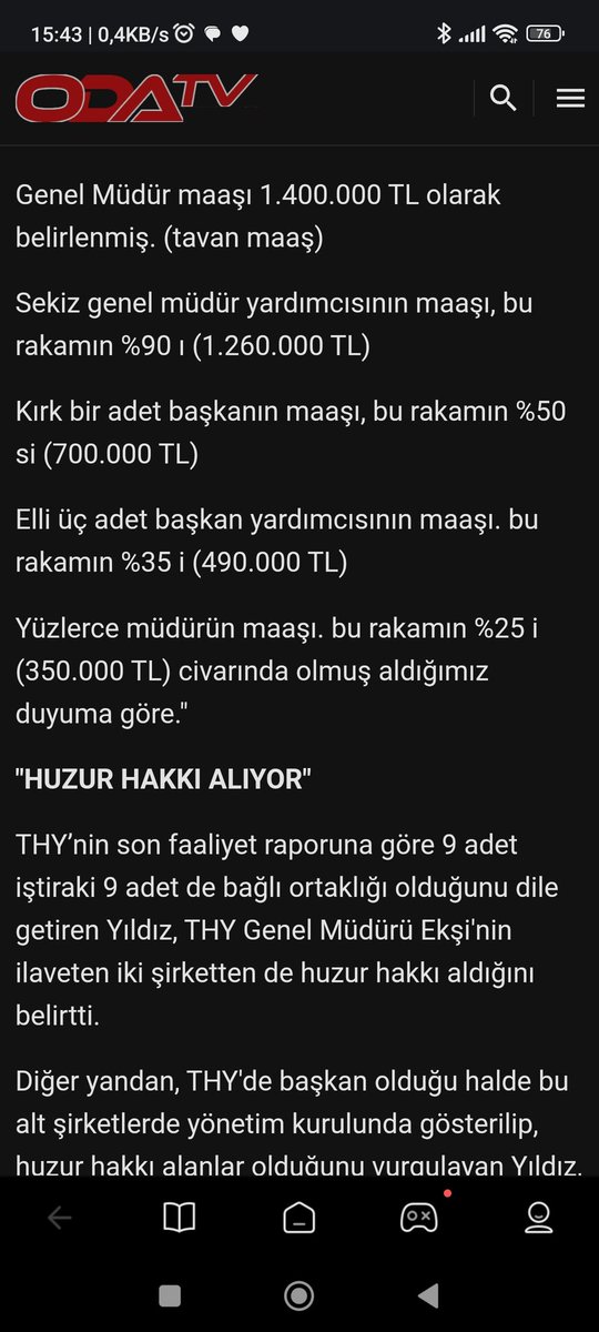 AvAliDvrmAn's tweet photo. Fatih Altaylı, THY dosyasını açmış "Kardeşim bu devlet babanızın çiftliği mi ?"

THY Genel Müdürüne ayda 1,4 milyon
8 GM Yrd ayda 1.260 milyon
41 Daire Başkanına ayda 720 Bin
53 Daire Başkan Yrd'na ayda 490 Bin
Sayısız Müdüre ayda 350 Bin TL maaş veriliyor + HUZUR HAKKI https://t.co/rqYHPMAxtW