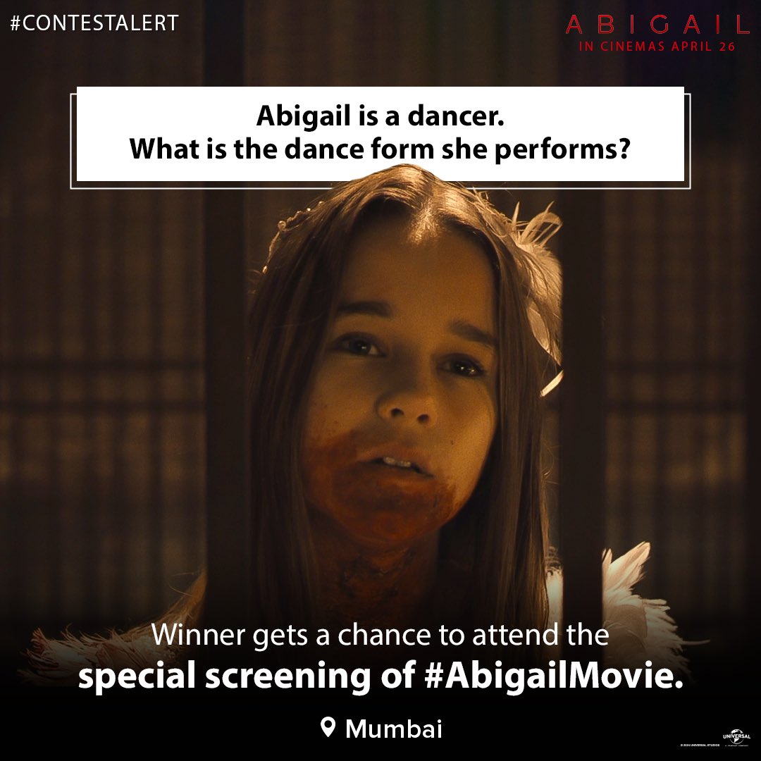 #ContestAlert

The devil is in the details!😈

Show us that you were paying attention all along and are ready for what’s to come!🧛🏻‍♀️

Answer the below question correctly and stand a chance to attend the Mumbai special screening of the #AbigailMovie👇🏼