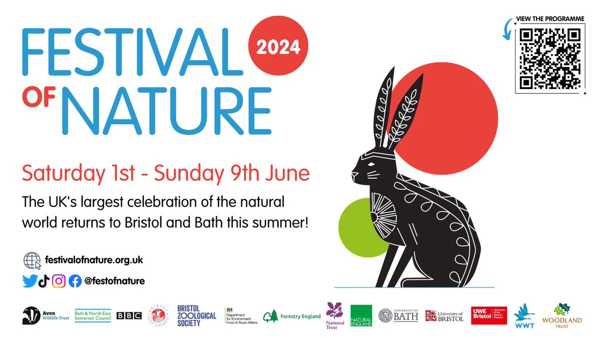 Join the UK’s largest celebration of the natural world from 1-9 June! 🦋🎉 Festival of Nature is returning to Bristol and Bath this summer and invites you to get involved in the wildlife fun. 💚🌿 #FestOfNature Check out the exciting programme of events: festivalofnature.org.uk