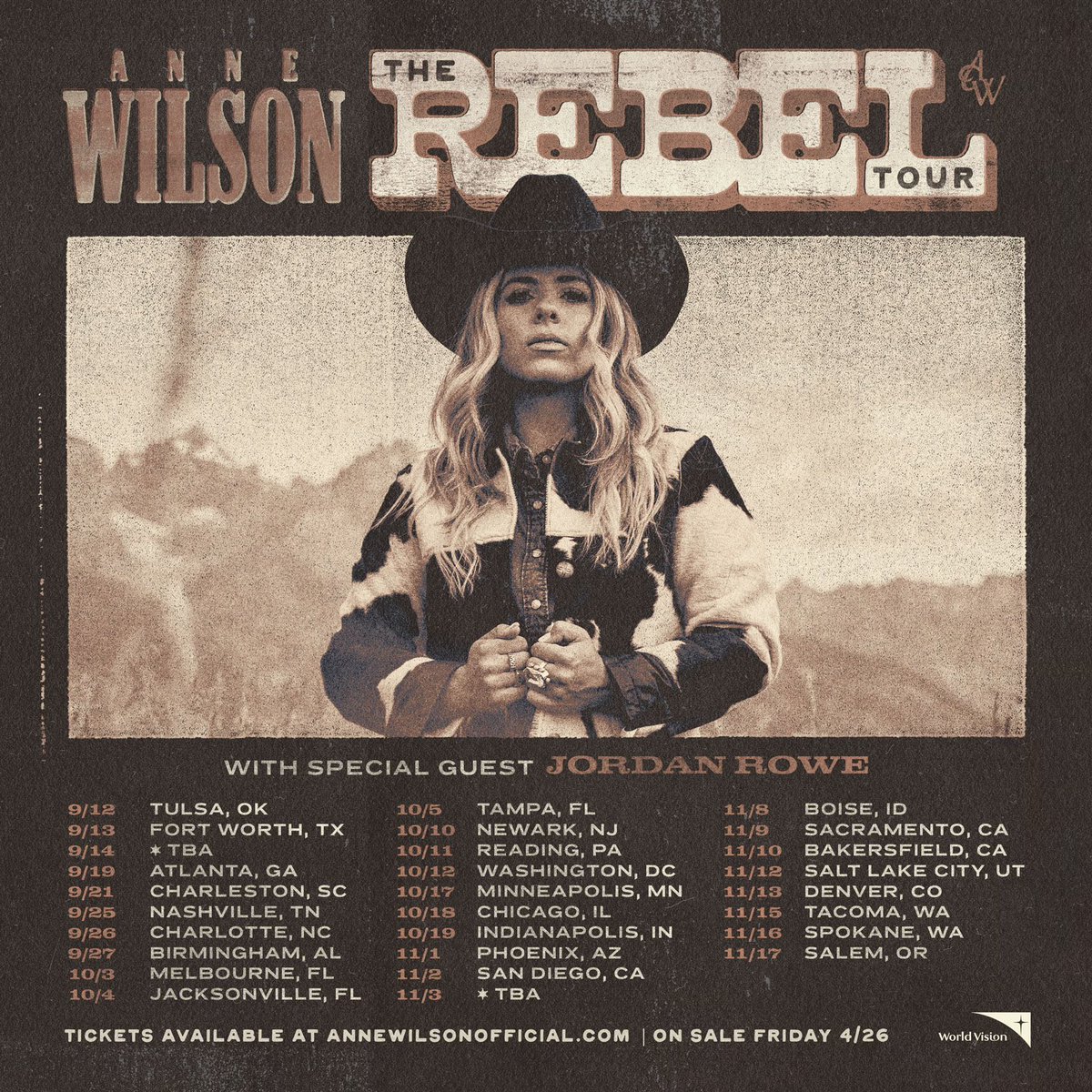 Y’all!! #TheREBELTour pre-sale starts today at 10am local ✨🤍 Grab your tickets on my website at annewilsonofficial.com/tour and if you still need the exclusive Hey Girl Nation pre-sale code, click here: link.rividia.com/rebel-presale! I am SO excited to hit the road and praise Jesus with…