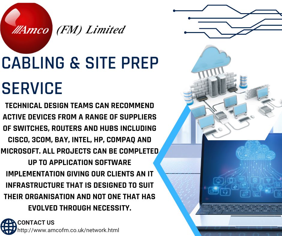 AmcoFM's tweet photo. Networking &amp; Cabling 🔧

Amco FM Limited offer a complete range of Cabling and Site Preparation services. Everything from initial consultancy and design, through to implementation and support.

#networking #cabling #siteprep #cablinginfrastructure #itsupport #itsupportspecialist https://t.co/Y95JlQA8KK