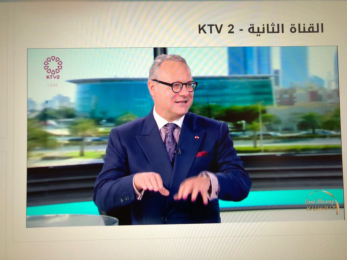 AustriainKuwait's tweet photo. The Austrian Ambassador to Kuwait, Marian Wrba, speaks about Austrian-Kuwaiti relations since 1965 in KTV2 Morning Show „Good Morning Kuwait“, hosted by Amal Almulla. https://t.co/NSAesUgE8x