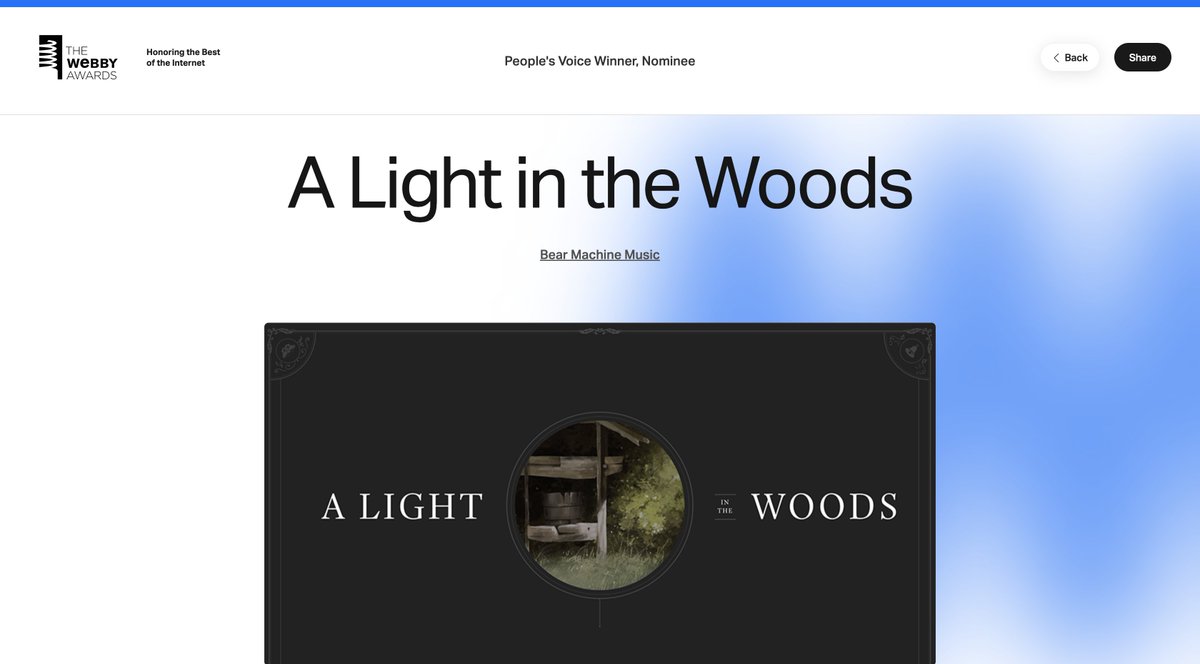 A huge thanks to <a href="/RadicalFace/">Radical Face</a>, our team, and everyone who voted for us on <a href="/TheWebbyAwards/">The Webby Awards</a>. Thanks for making it possible to bring home the win for:

Best Visual Design - Aesthetic
winners.webbyawards.com/2024/websites-…