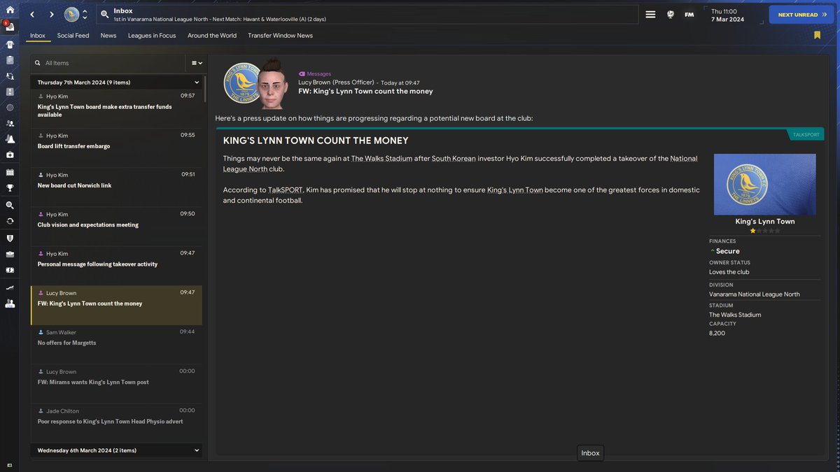 omg.....it happened. Genuinely never had a tycoon take over on fm in all the years ive played. However its not quite the huge budget the media made out. #fm24