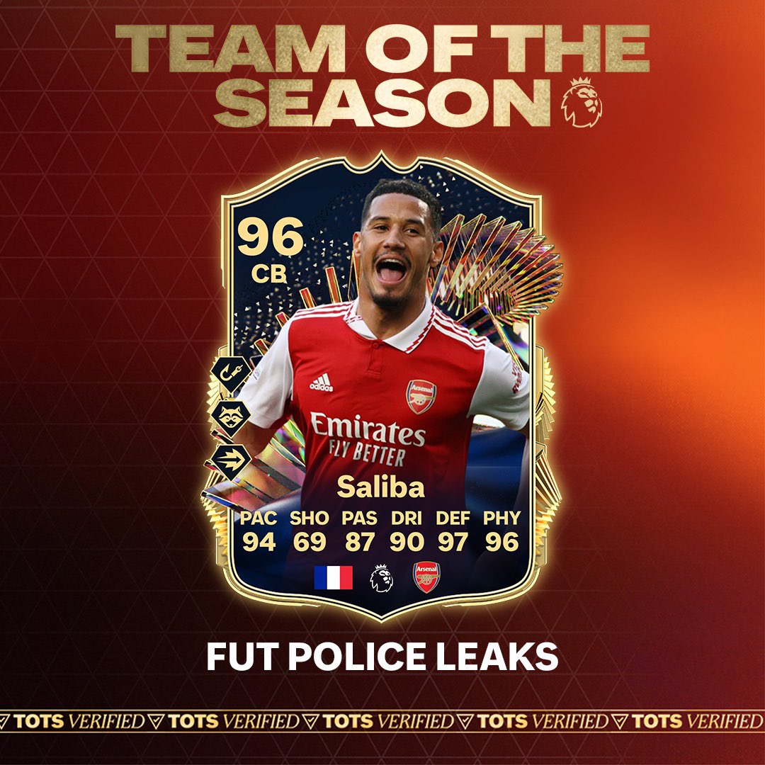 EAFCassist's tweet photo. If Saliba TOTS has stats like this it needs to be at least 5M coins on the market https://t.co/wQGJGf0dk0