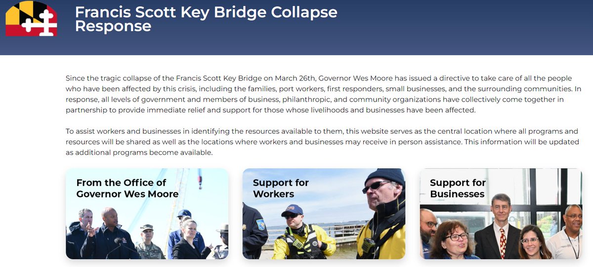 #DYK there is a Francis Scott Key Bridge Collapse Response website? The website serves as a central hub for Marylanders in search of federal, state, and local resources & programs. Visit response.maryland.gov/bridge #KeyBridgeNews
